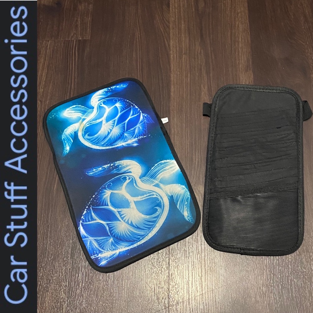 2 Pc. Middle Console Neon Sea Turtle Cover/CD Visor Holder